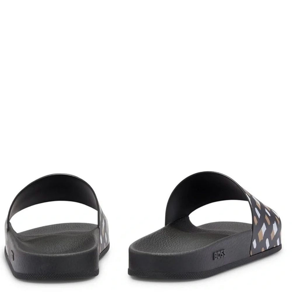 NWT BOSS Mens Bay it Monogram slides with contoured footbed Size size 42